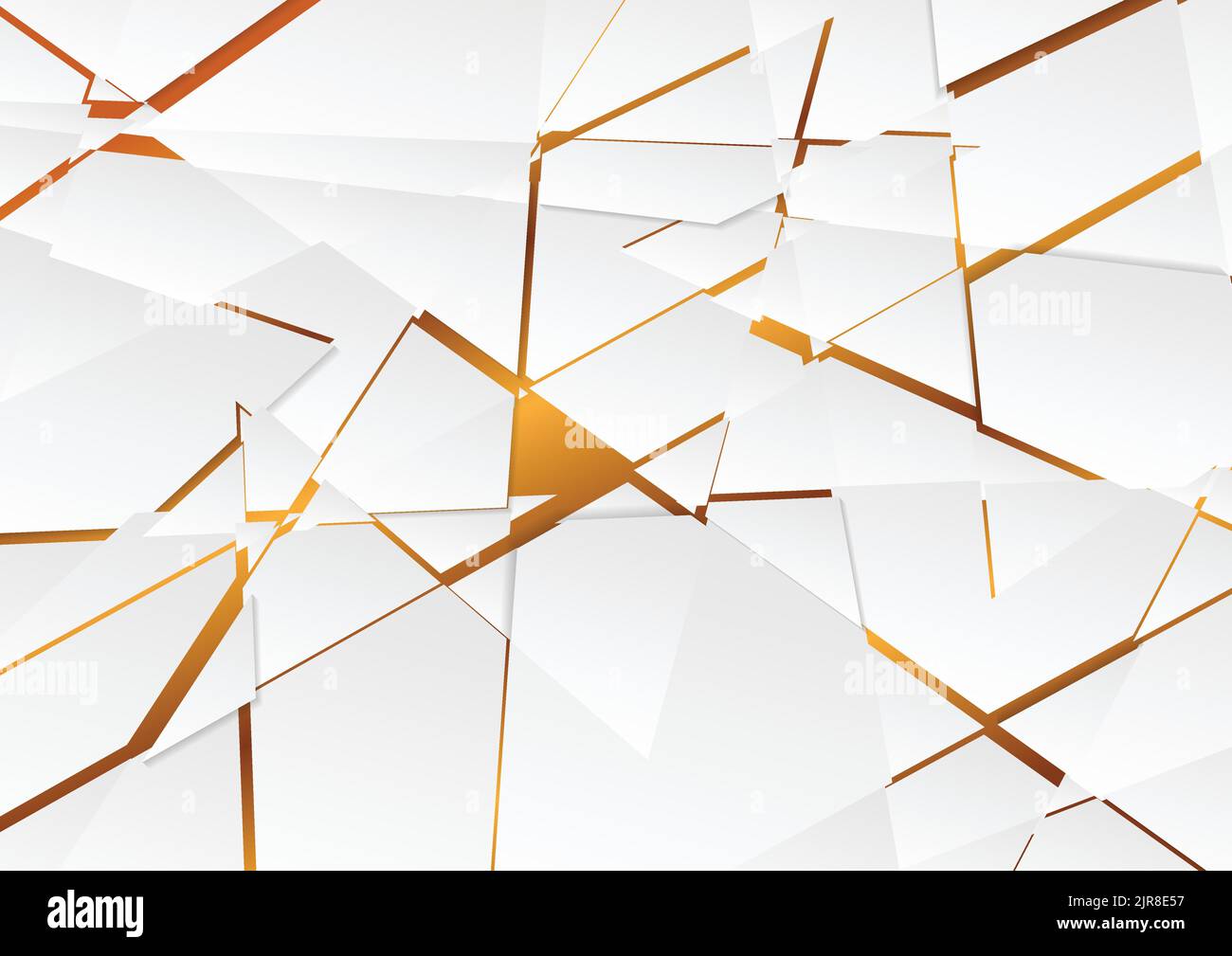 Grey abstract tech polygonal fragments on bronze color background. Vector design Stock Vector