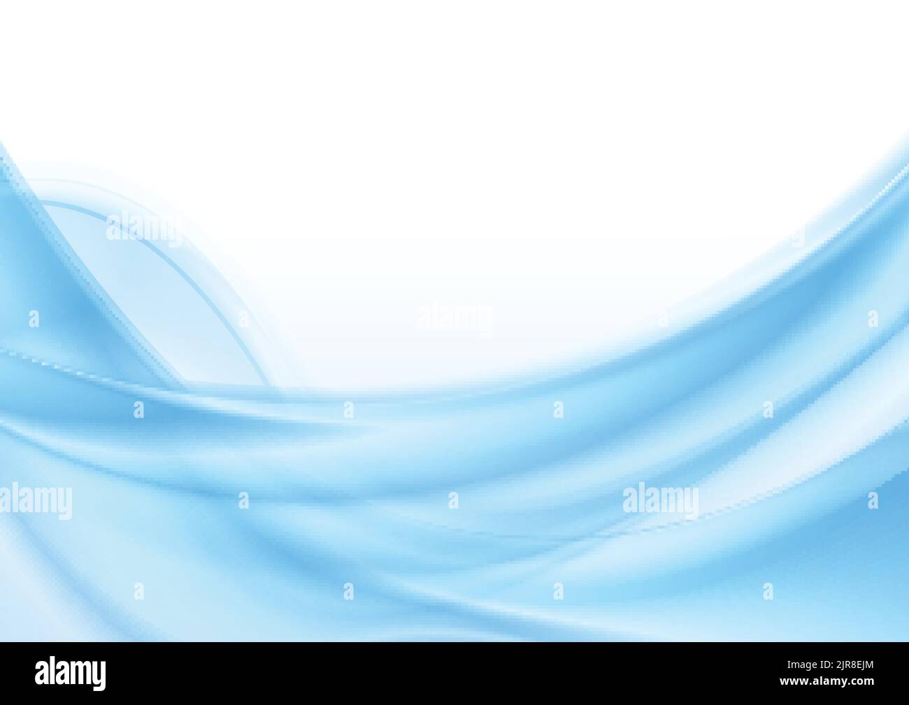Abstract blue smooth shiny waves on white background. Vector design ...