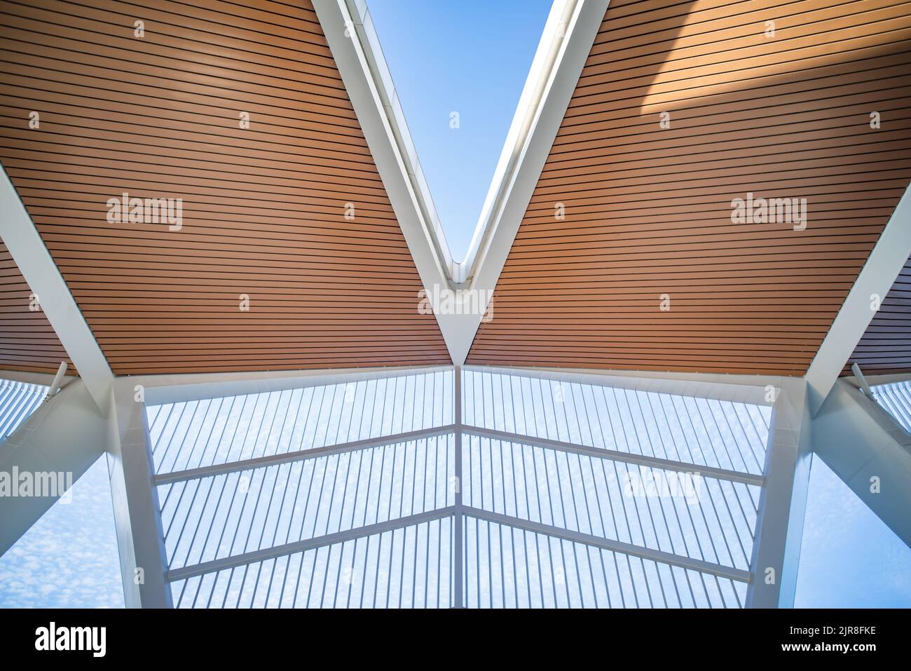 Modern architecture roof structure construction site Stock Photo