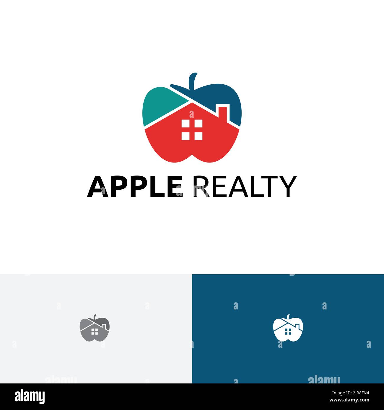 Apple Realty Fruit House Home Real Estate Logo Stock Vector