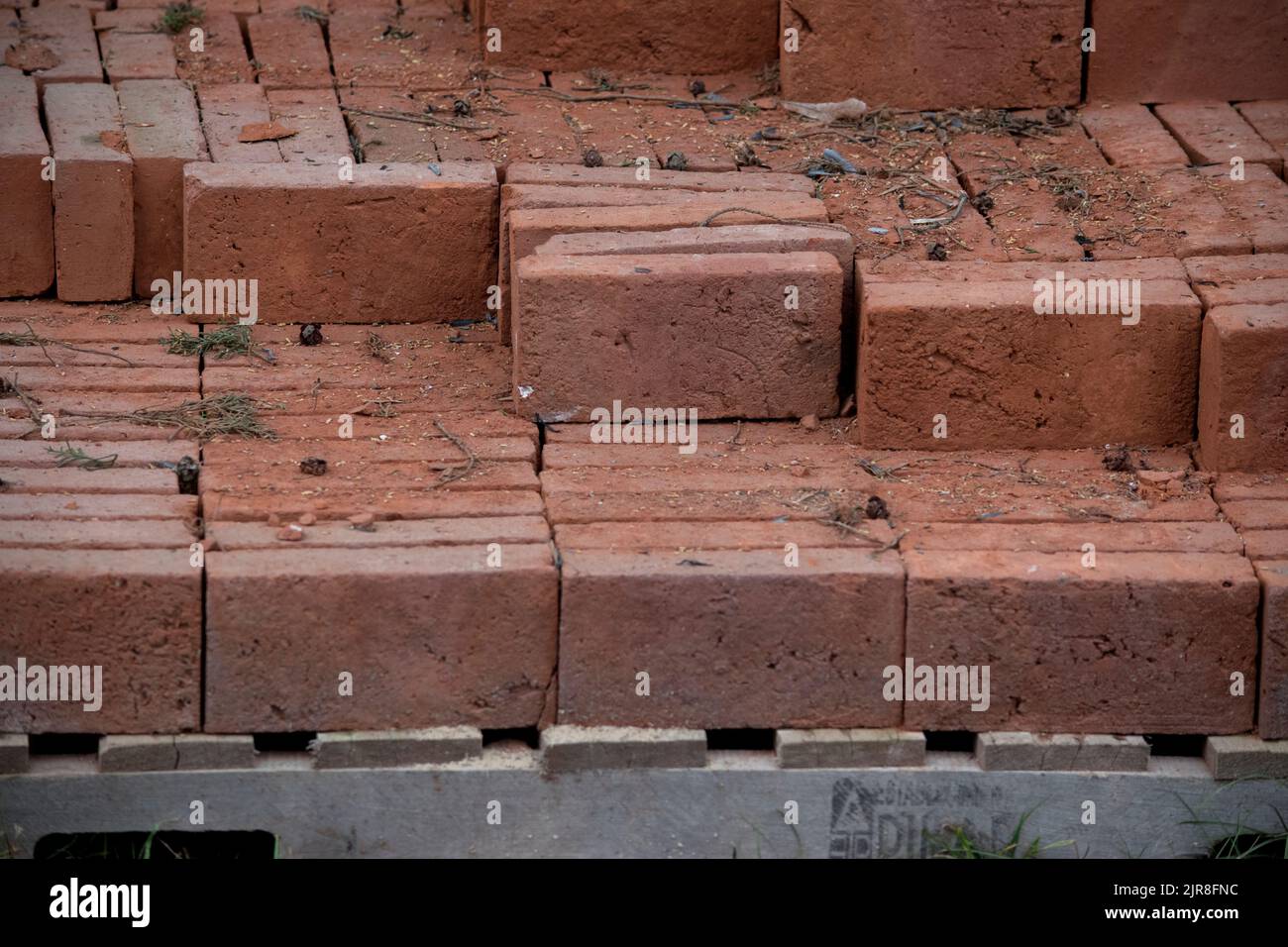 Stacked bricks for construction. Architecture Stock Photo