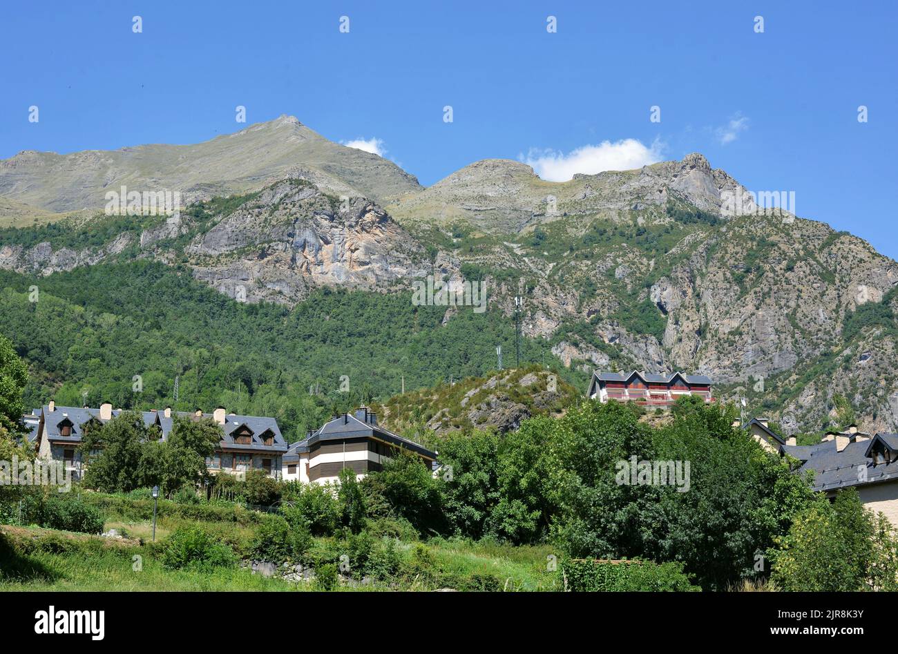 Panoramic view of the center of Panticosa province of Huesca, Aragon, Spain Stock Photo