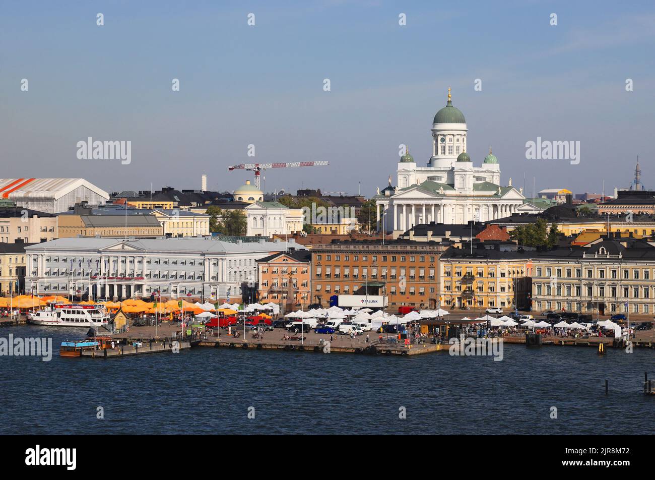 Helsinki, Finland - August 20, 2022: View of Helsinki and the cathedral seen from harbor. Stock Photo