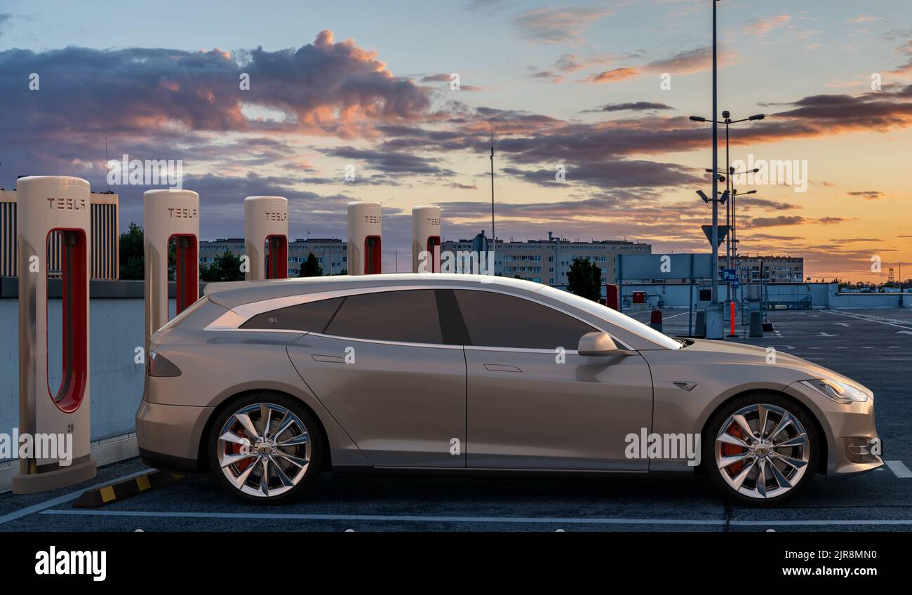 Tesla Model S 85 Performance in Shooting Brake body Stock Photo Alamy