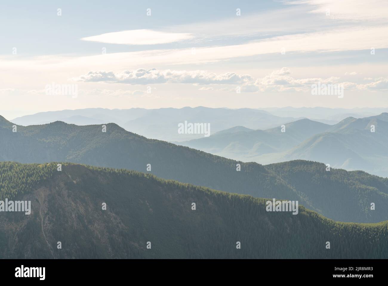 View of Montana mountain range next to Glacier National Park Stock ...