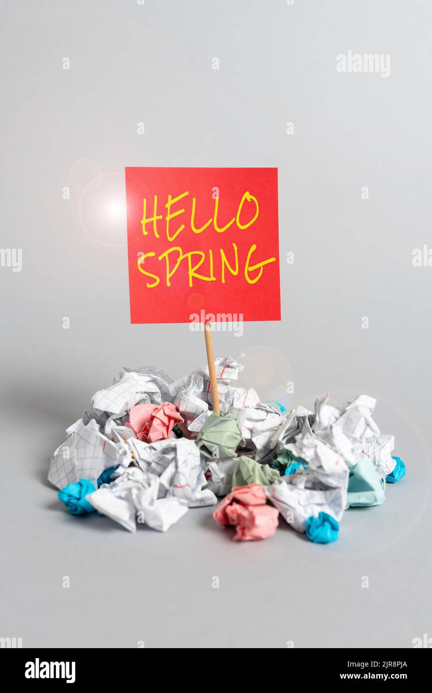 Writing displaying text Hello Spring. Business concept Welcoming the ...