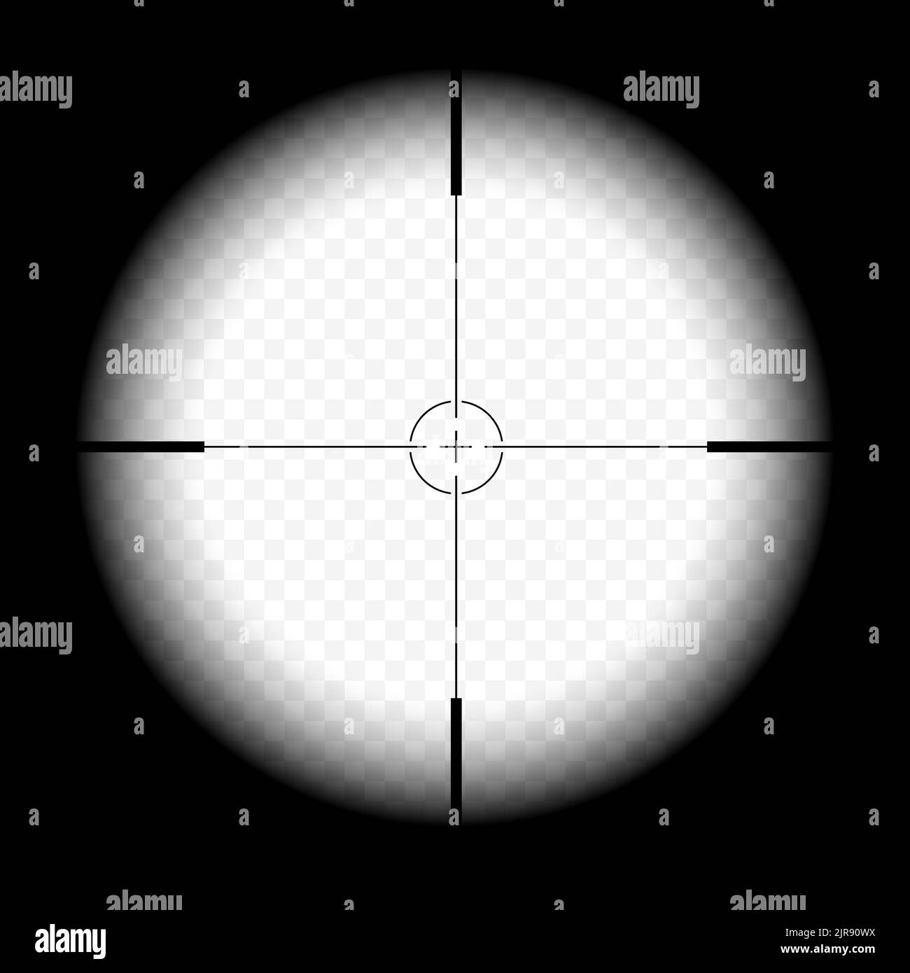 A realistic illustration of a sight through the scope of a desharpening rifle. Crosshair with transparent background - vector Stock Vector