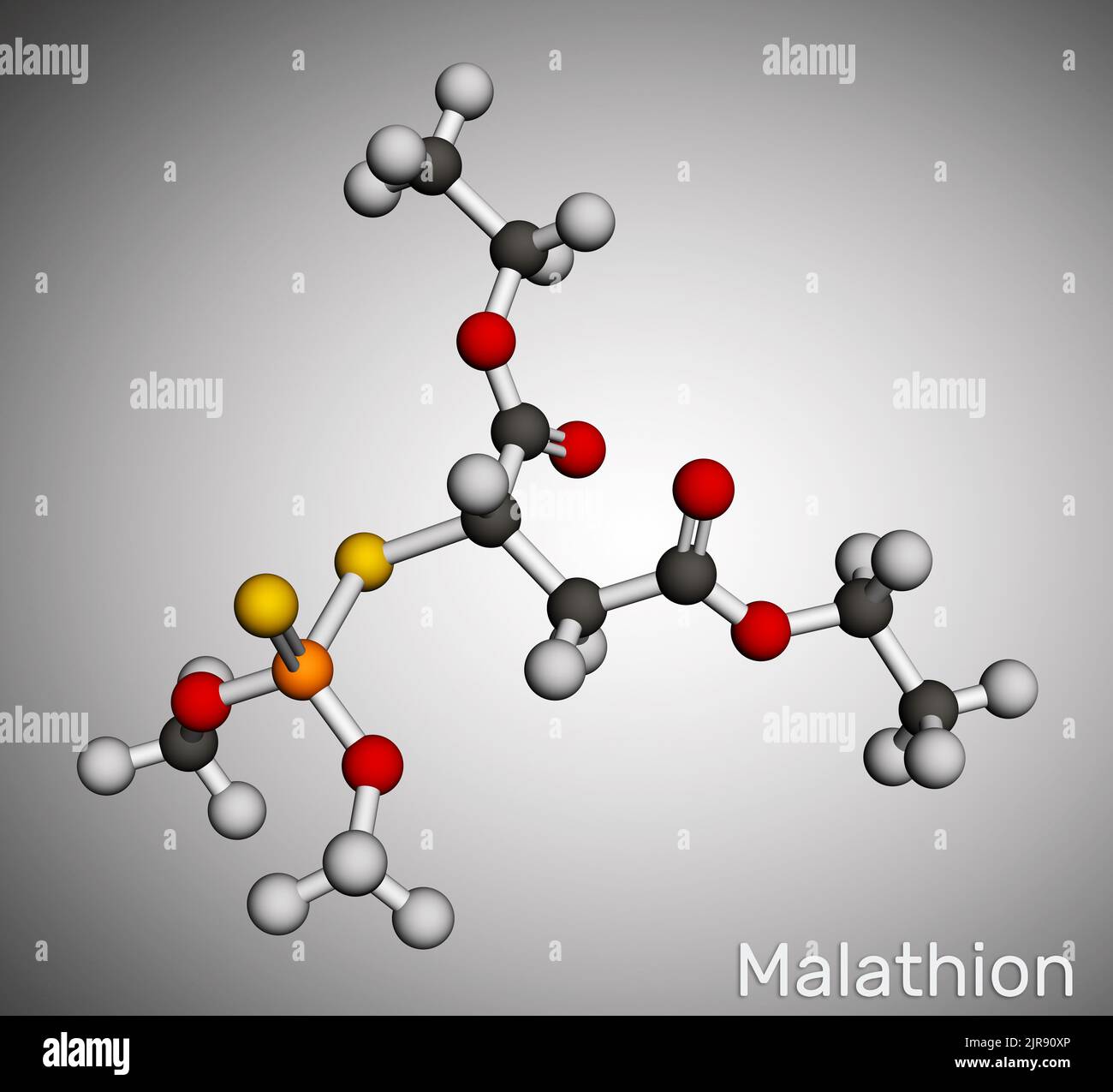 Malathion molecule. It is parasympathomimetic organophosphate used as