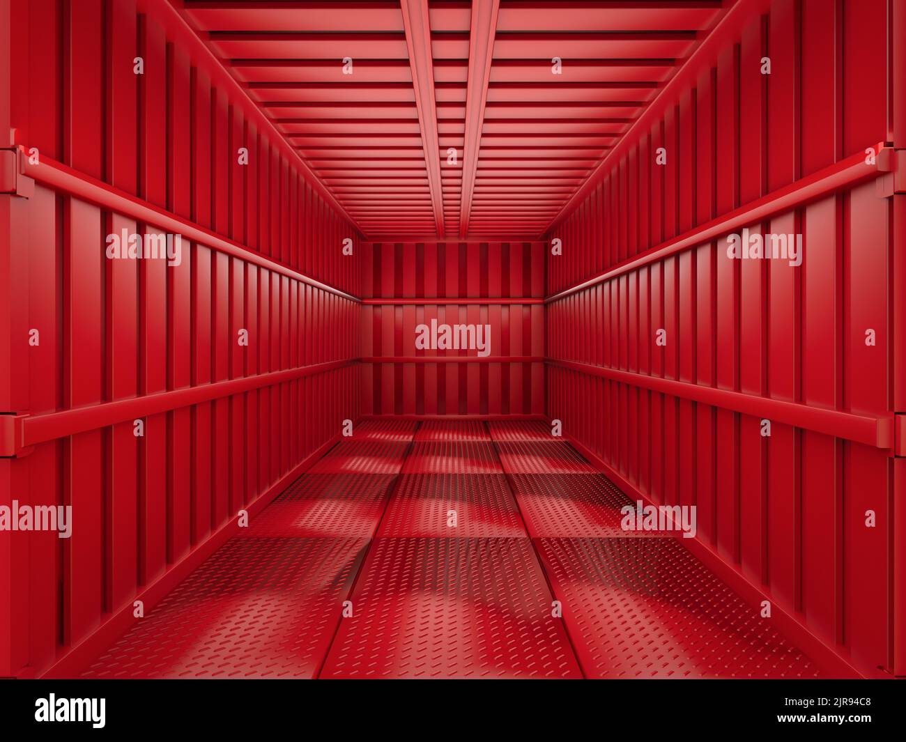 3d rendering interior red and clean empty container or storage room