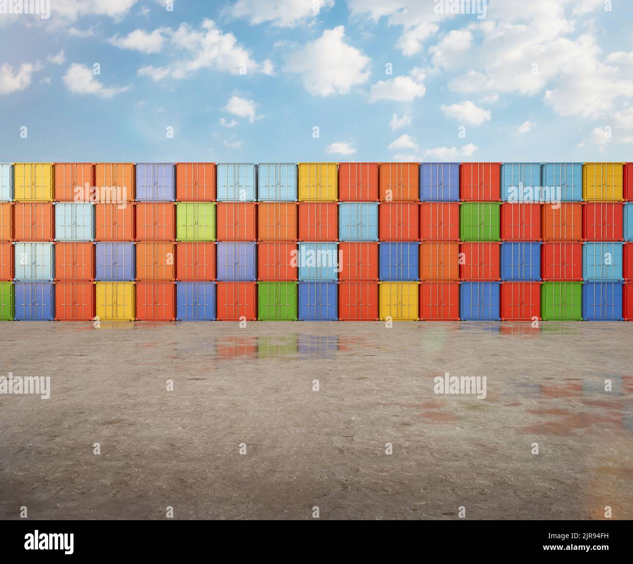 3d rendering stack of containers at container port or terminal Stock ...