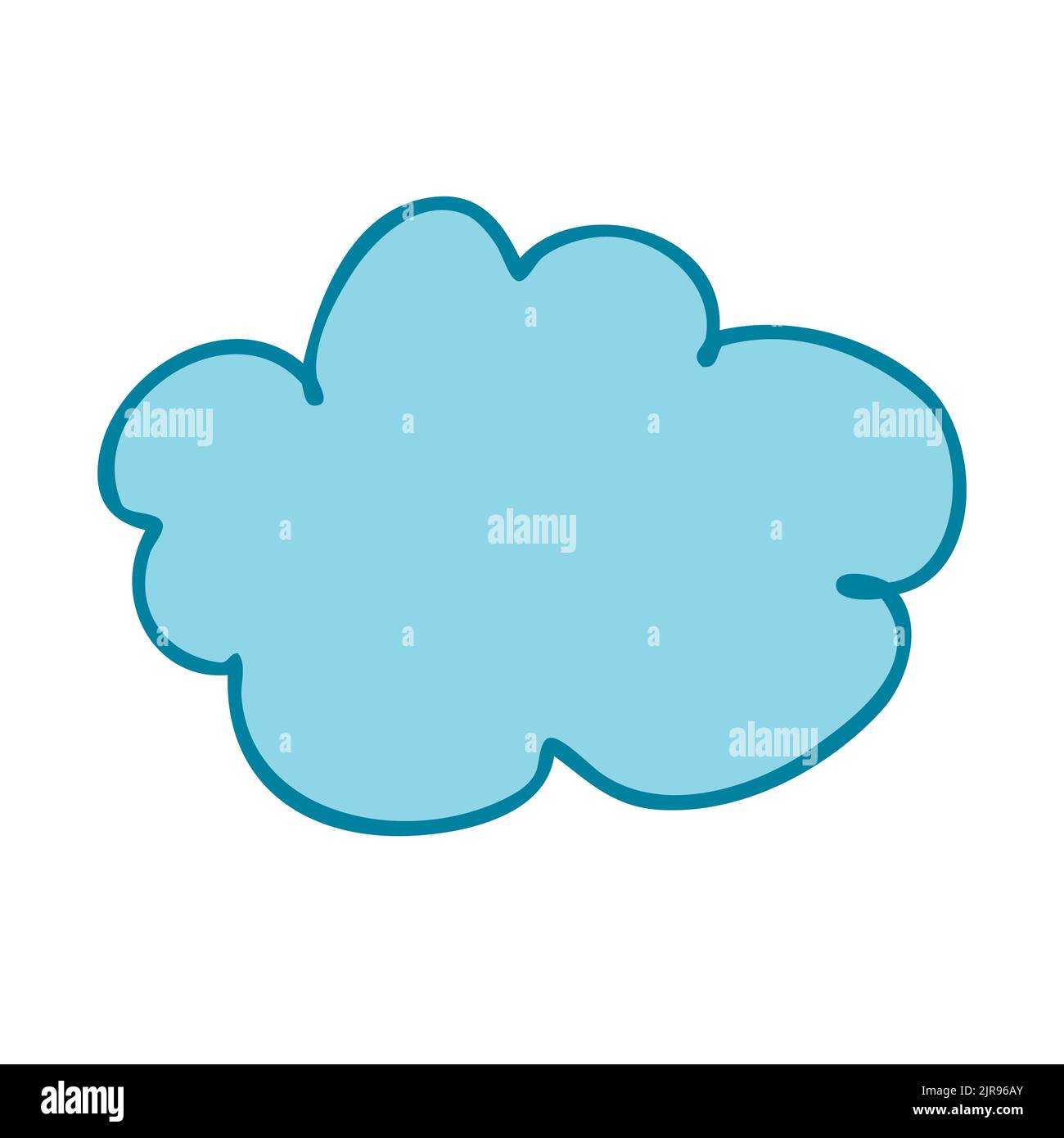 A small blue cloud with a stroke. Vector illustration in hand drawn