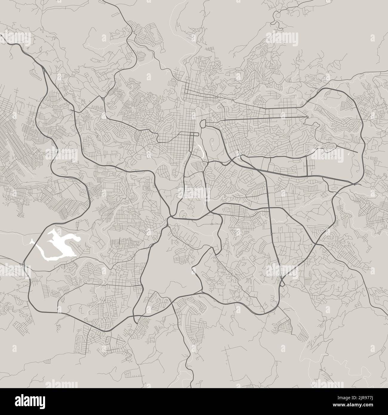 Vector map of Tegucigalpa, Honduras. Urban city in Honduras, America. road map poster illustration. Tegucigalpa map art. Stock Vector