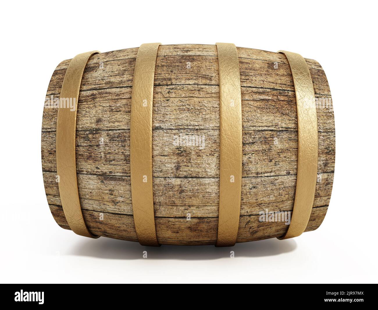 Aged wine barrel isolated on white background. 3D illustration. Stock Photo