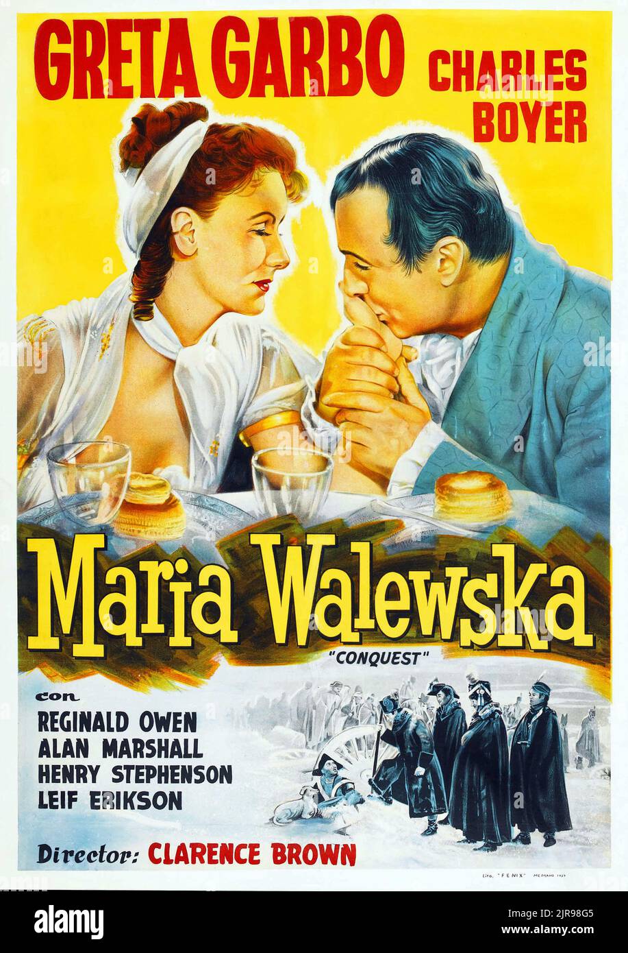 Maria Walewska (Conquest) (MGM, 1937). Spanish Film Poster. Drama. Starring Greta Garbo and Charles Boyer Stock Photo