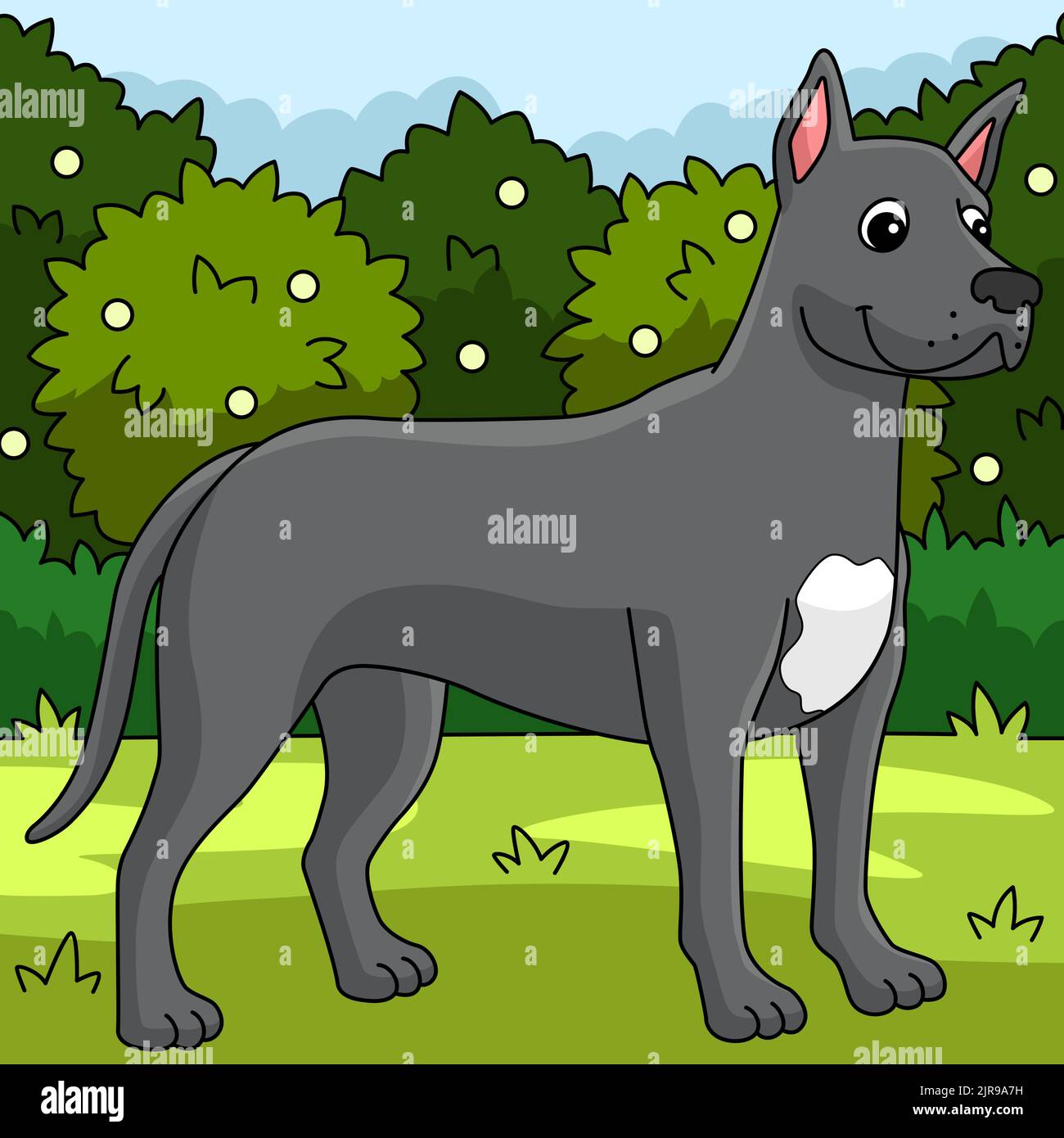 Great Dane Dog Colored Cartoon Illustration Stock Vector