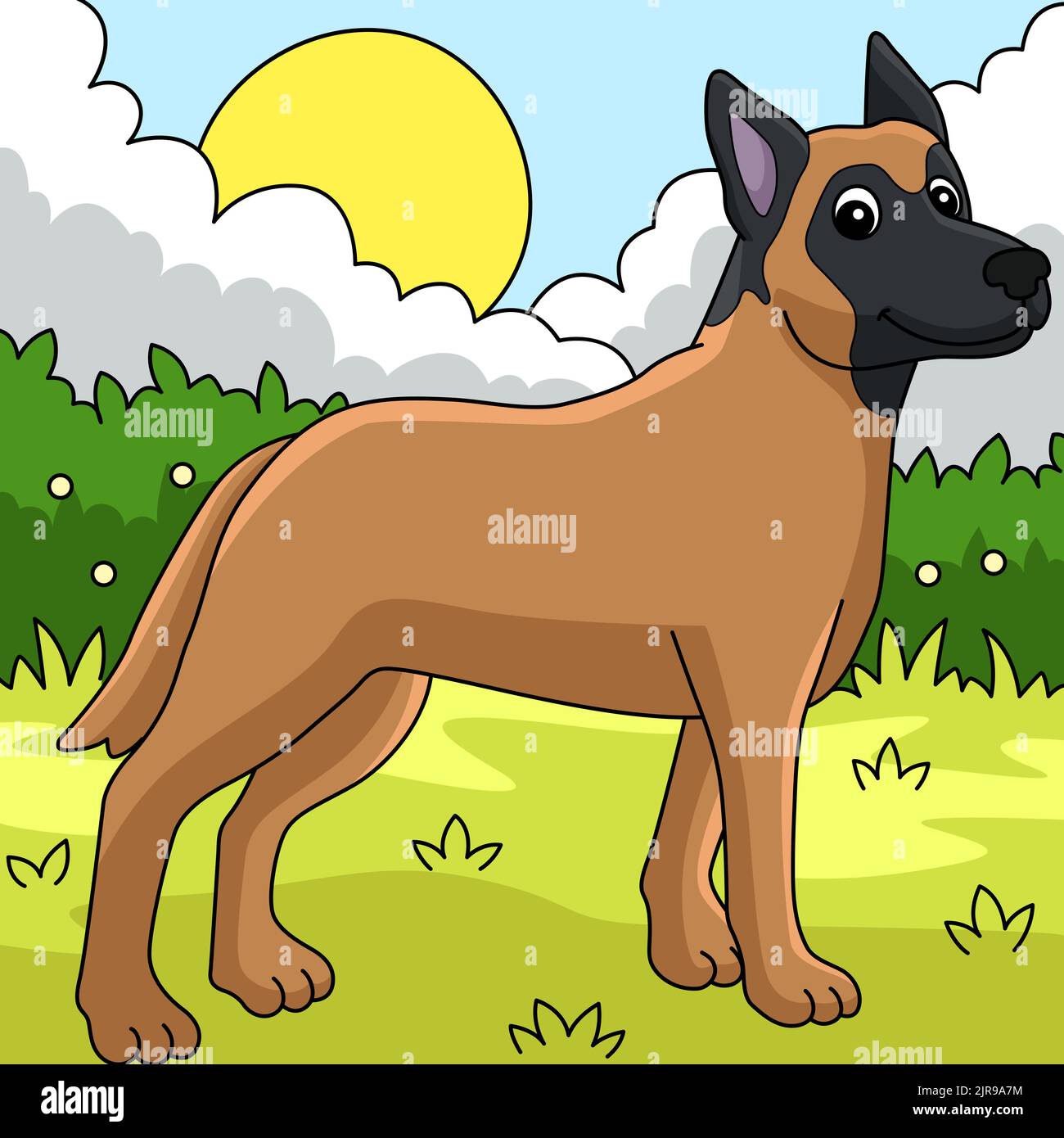 Belgian Malinois Dog Colored Cartoon Illustration Stock Vector