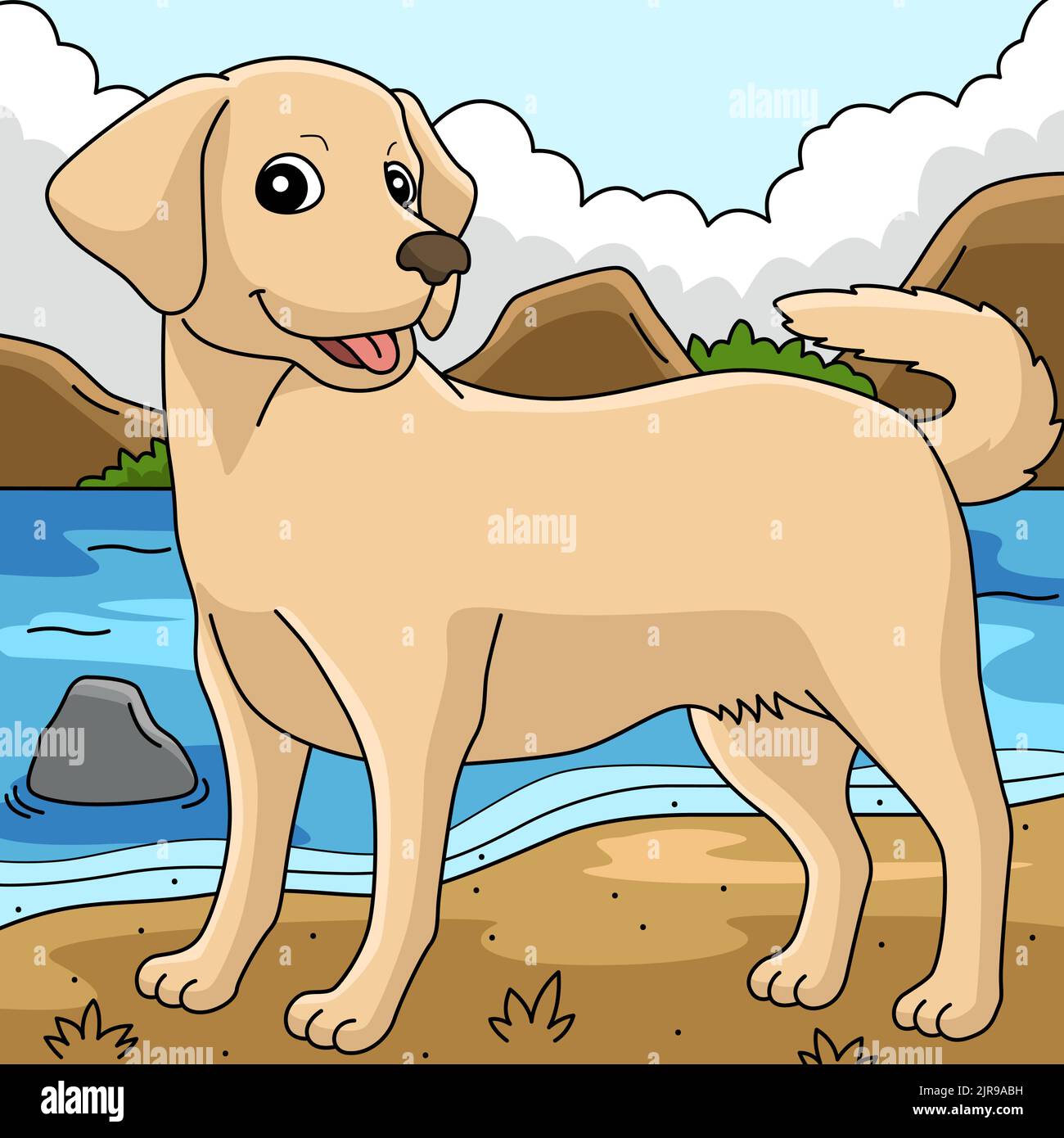 Labrador Retriever Dog Colored Illustration Stock Vector