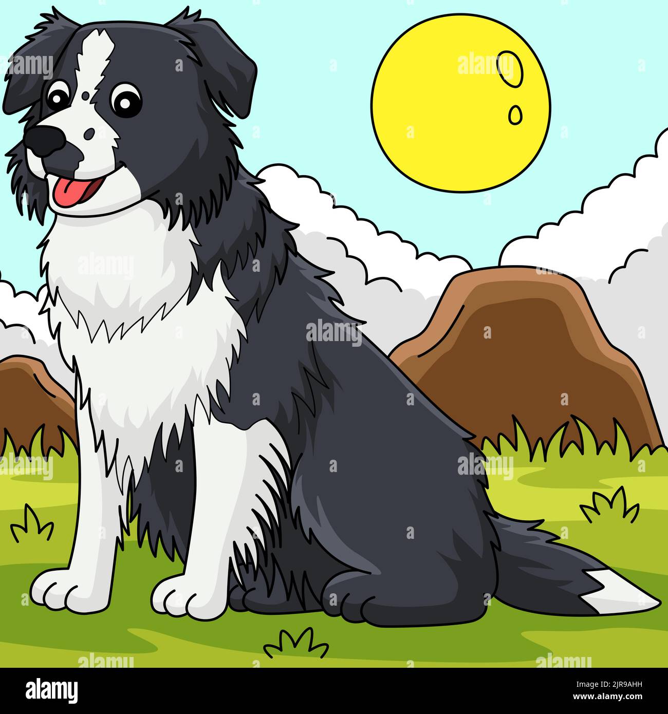 Border Collie Dog Colored Cartoon Illustration Stock Vector