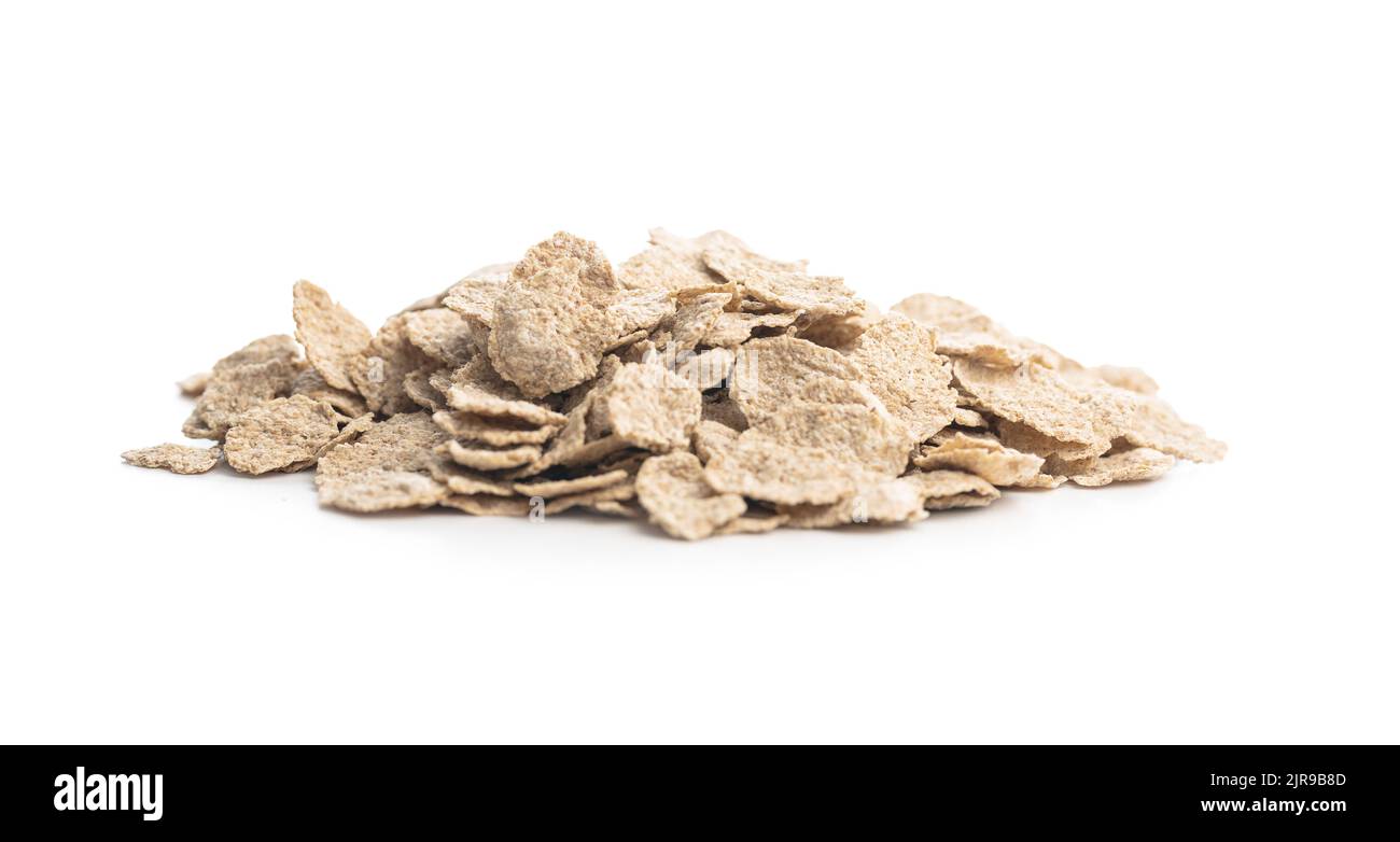Flaked Grains Whole grain cereal flakes. Wholegrain breakfast cereals isolated on a ...