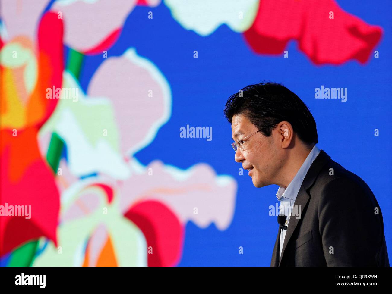 Singapore's Deputy Prime Minister and Minister for Finance Lawrence Wong attend 'Google for Singapore', an event celebrating the company's 15th year in the country, at Google's office, in Singapore August 23, 2022. REUTERS/Edgar Su Stock Photo