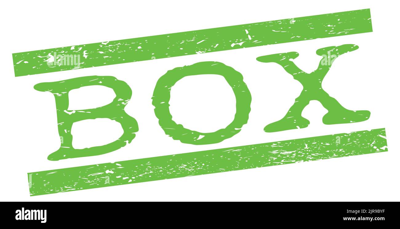 BOX text written on green grungy lines stamp sign Stock Photo - Alamy