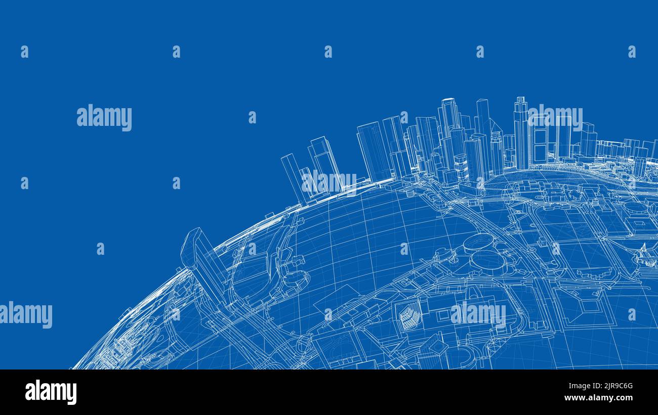 Vector Rendering Style 3d city sphere. Vector rendering of 3d Stock Vector Image & Art - Alamy