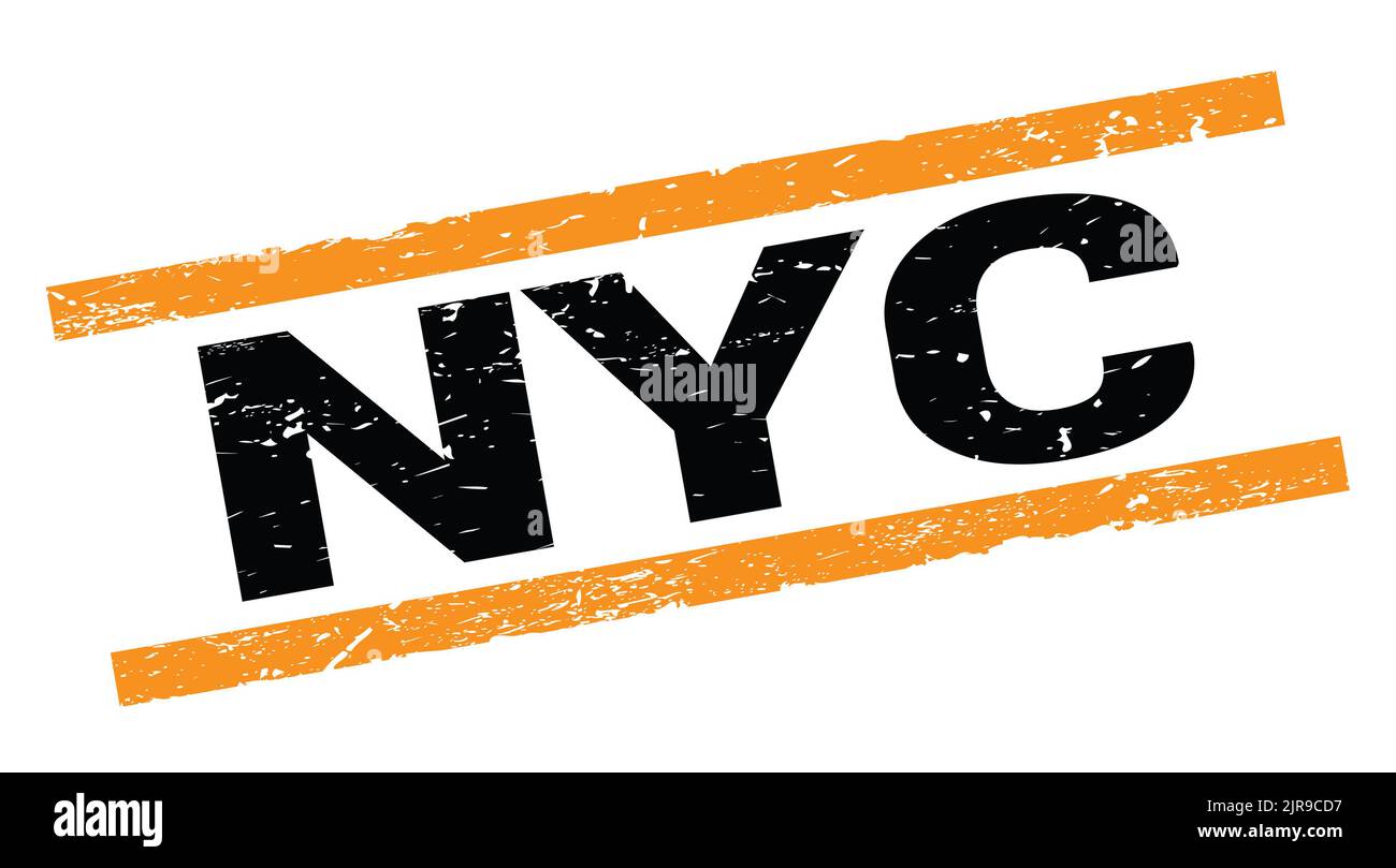 NYC text written on orange rectangle stamp sign Stock Photo Alamy