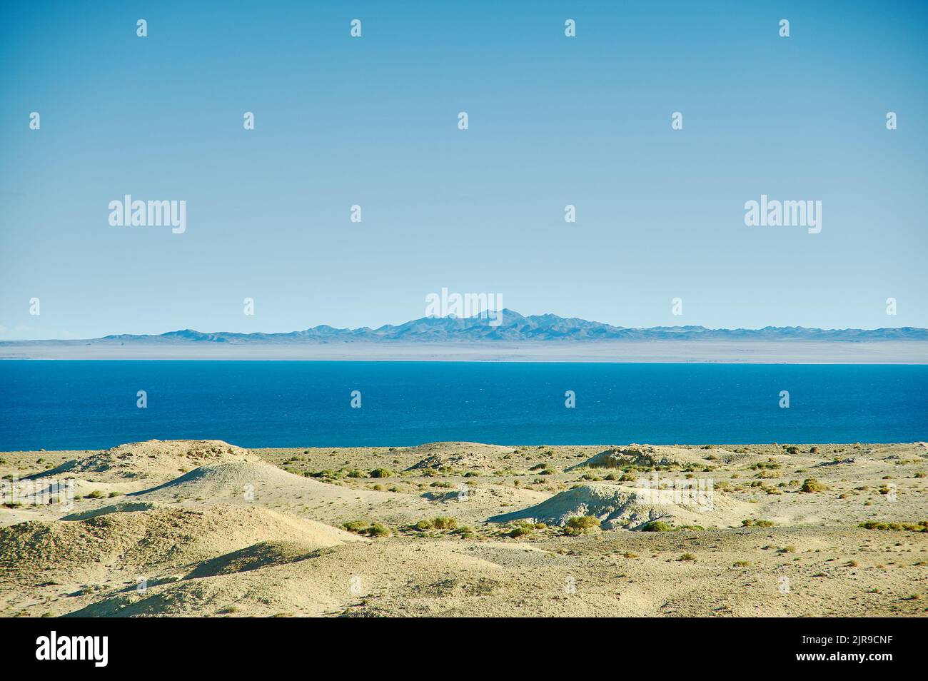 Khyargas Nuur salt lake in Khyargas district, Uvs Province, Western Mongolia Stock Photo