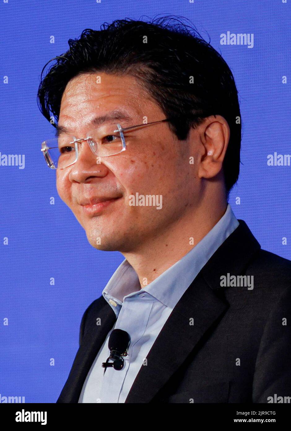 Singapore's Deputy Prime Minister and Minister for Finance Lawrence Wong attends 'Google for Singapore', an event celebrating the company's 15th year in the country, at Google's office, in Singapore August 23, 2022. REUTERS/Edgar Su Stock Photo