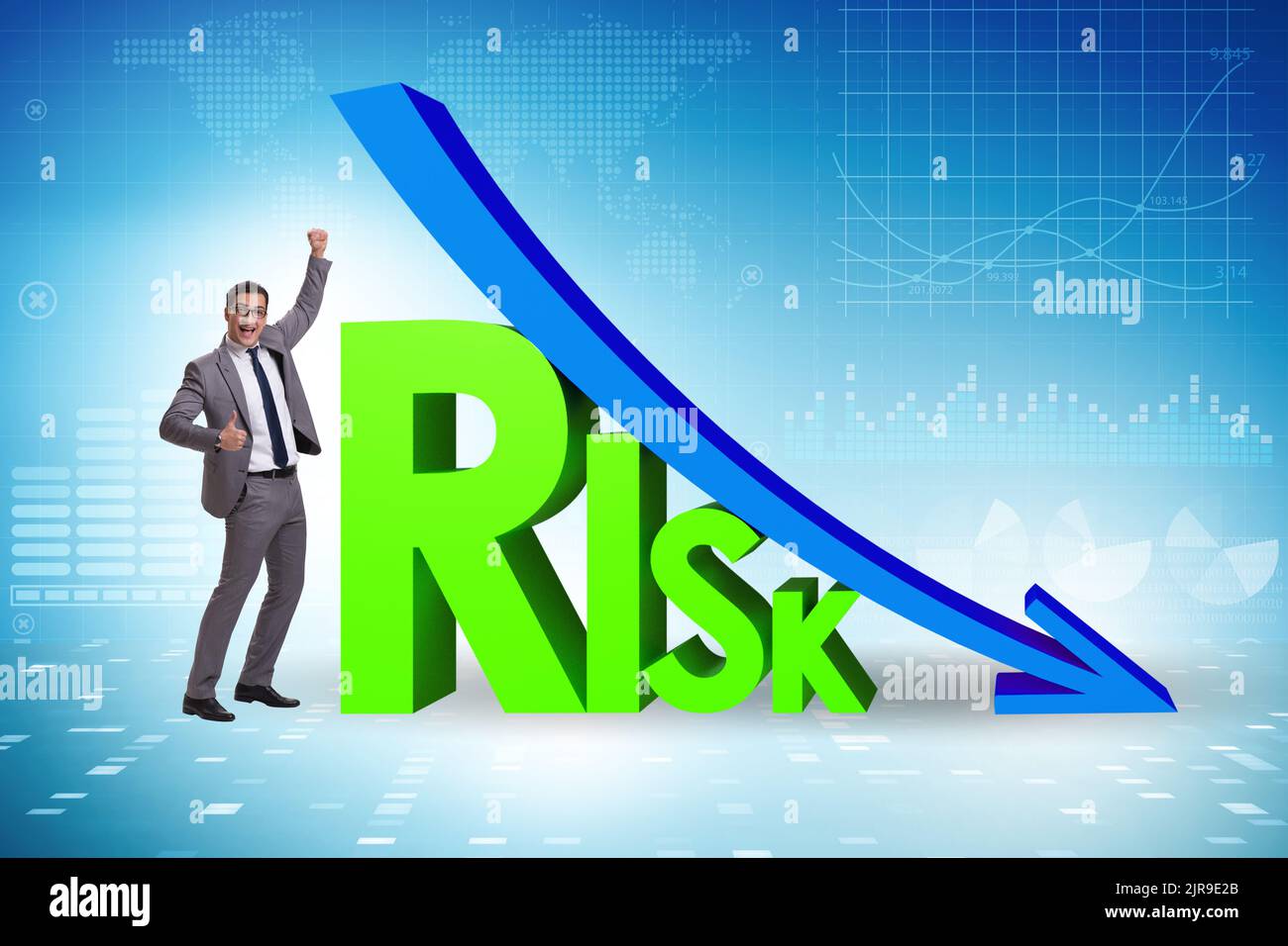 Risk reduction and mitigation concept with the businessman Stock Photo ...
