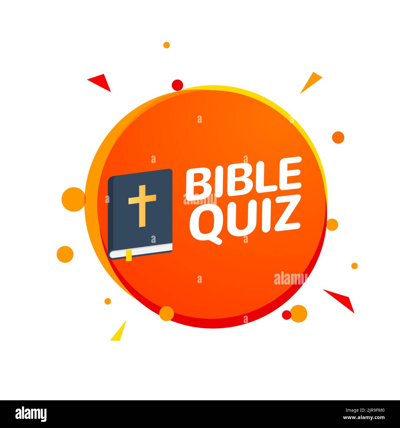 Bible quiz game banner logo icon. Cartoon bible quiz background vector