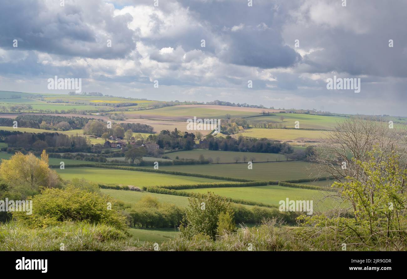Spring rural landscape on Lincolnshire wolds Stock Photo