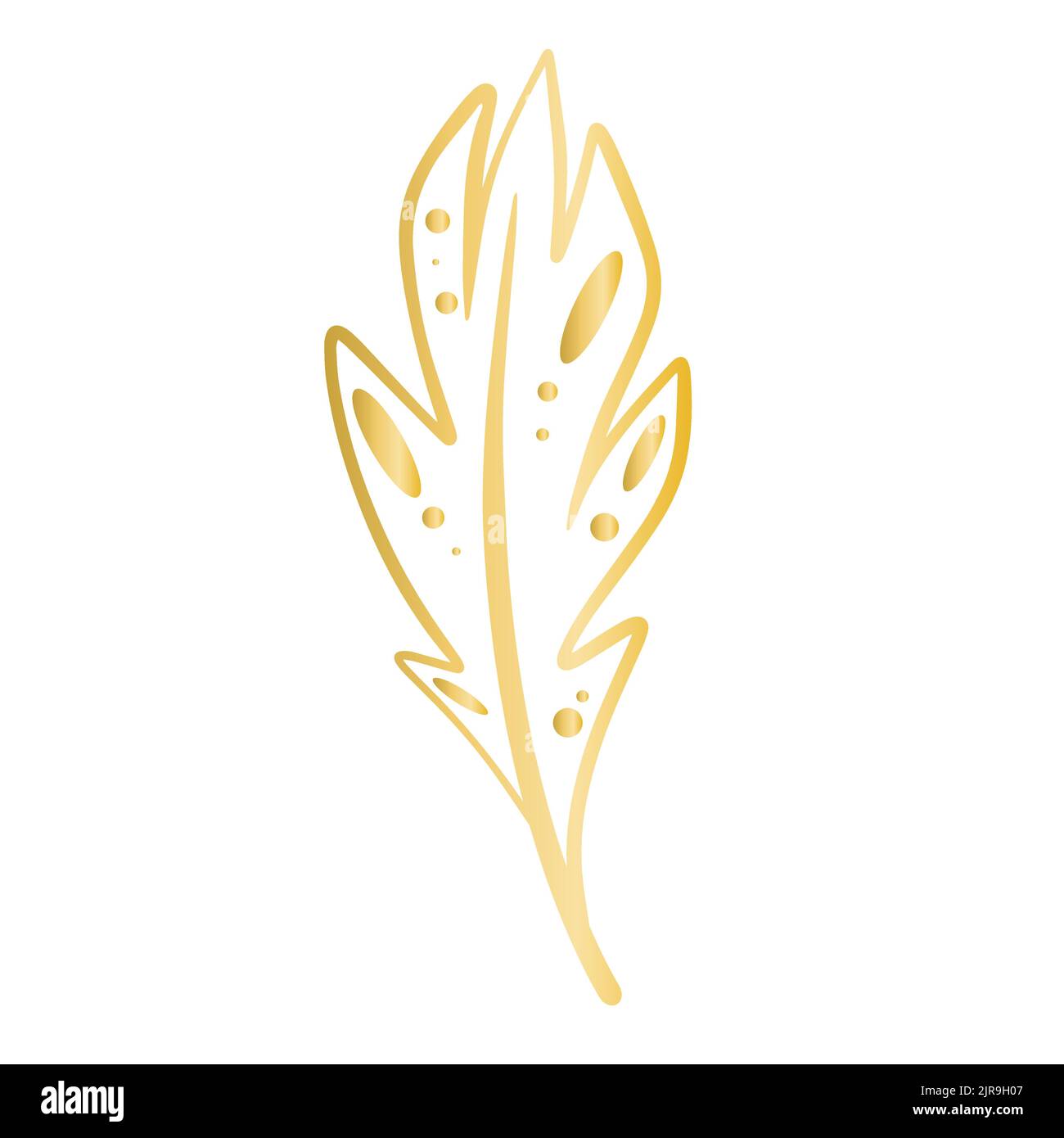 Golden decorative feather isolated vector illustration Stock Vector
