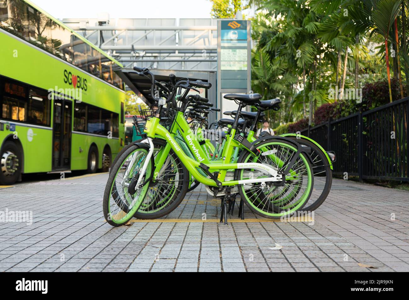 Singapore July 19, 2022 Anywheel, bike sharing service,'s bicycles