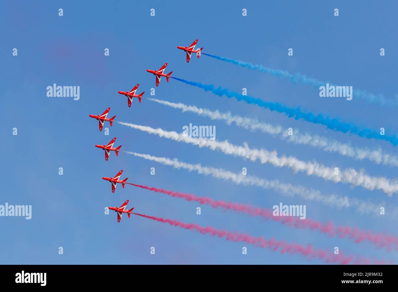 RAF Red Arrows flying BAE Systems Hawk T1 jets Stock Photo