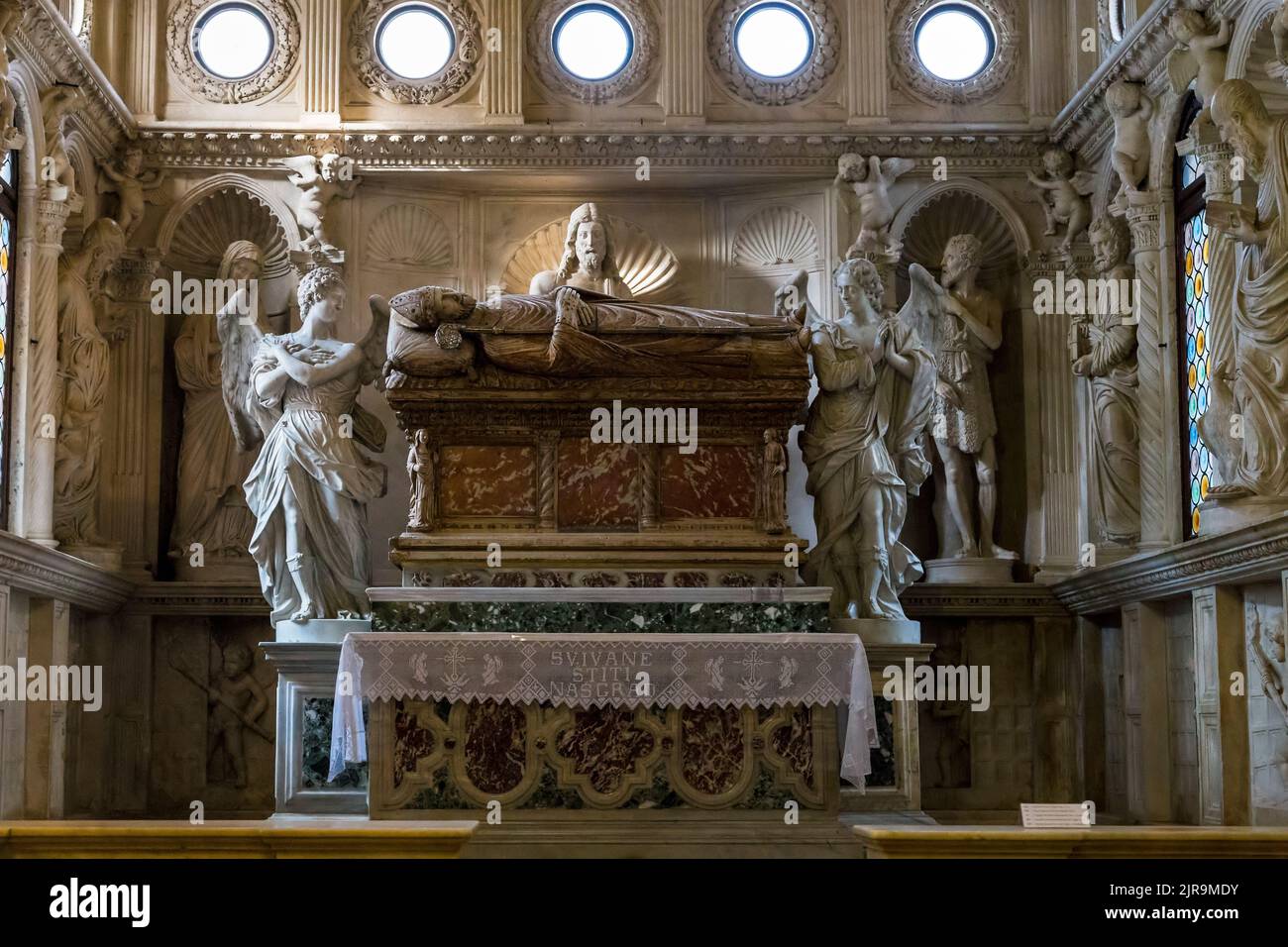 TROGIR, CROATIA - SEPTEMBER 11, 2017: This is the chapel and tomb of St. John of Trogir in the interior of the Cathedral of St. Lawrence. Stock Photo