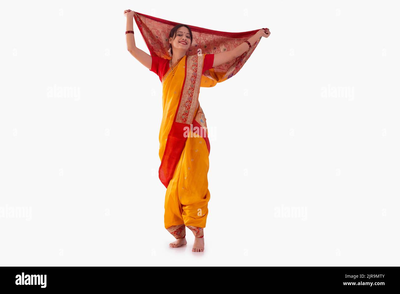 Portrait of Maharashtrian woman dancing Stock Photo