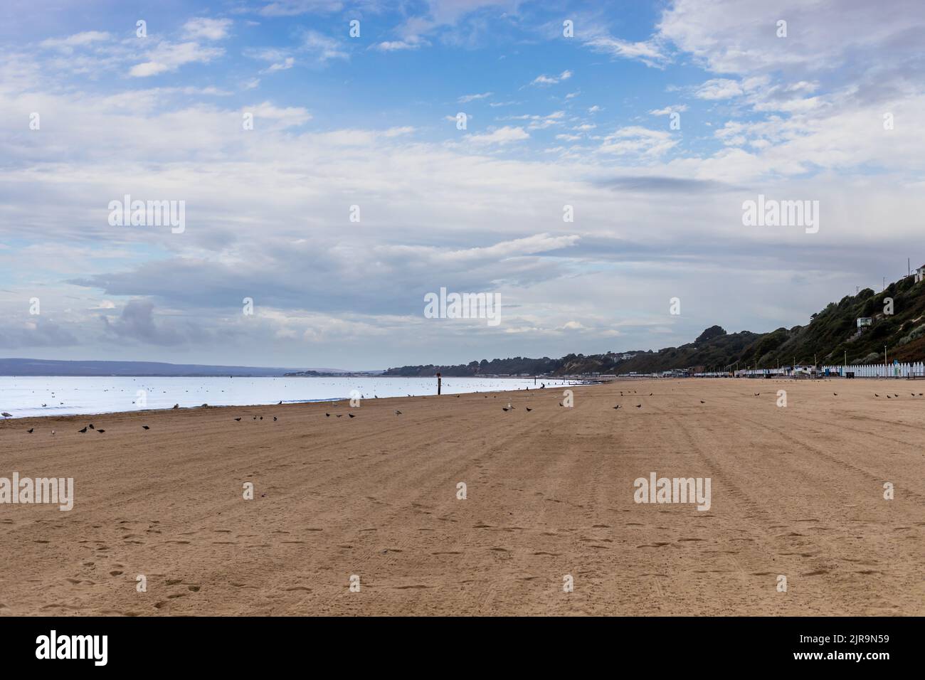 View of Bournemouth West beach in the morning in late summer Stock Photo