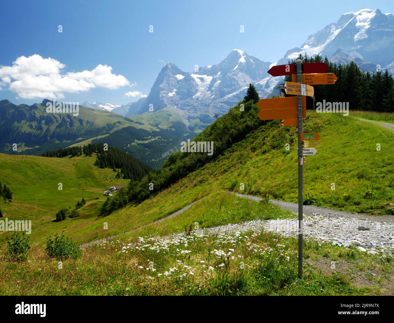 Allmendhubel, Murren, Bernese Oberland, Switzerland. Stock Photo