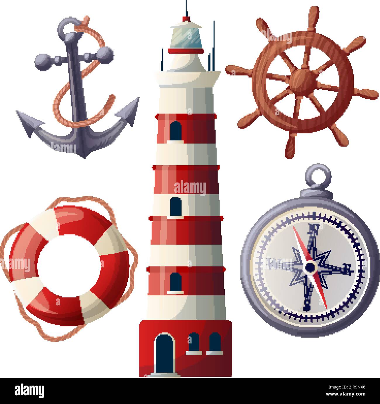 marine sea ocean set cartoon vector illustration Stock Vector Image ...
