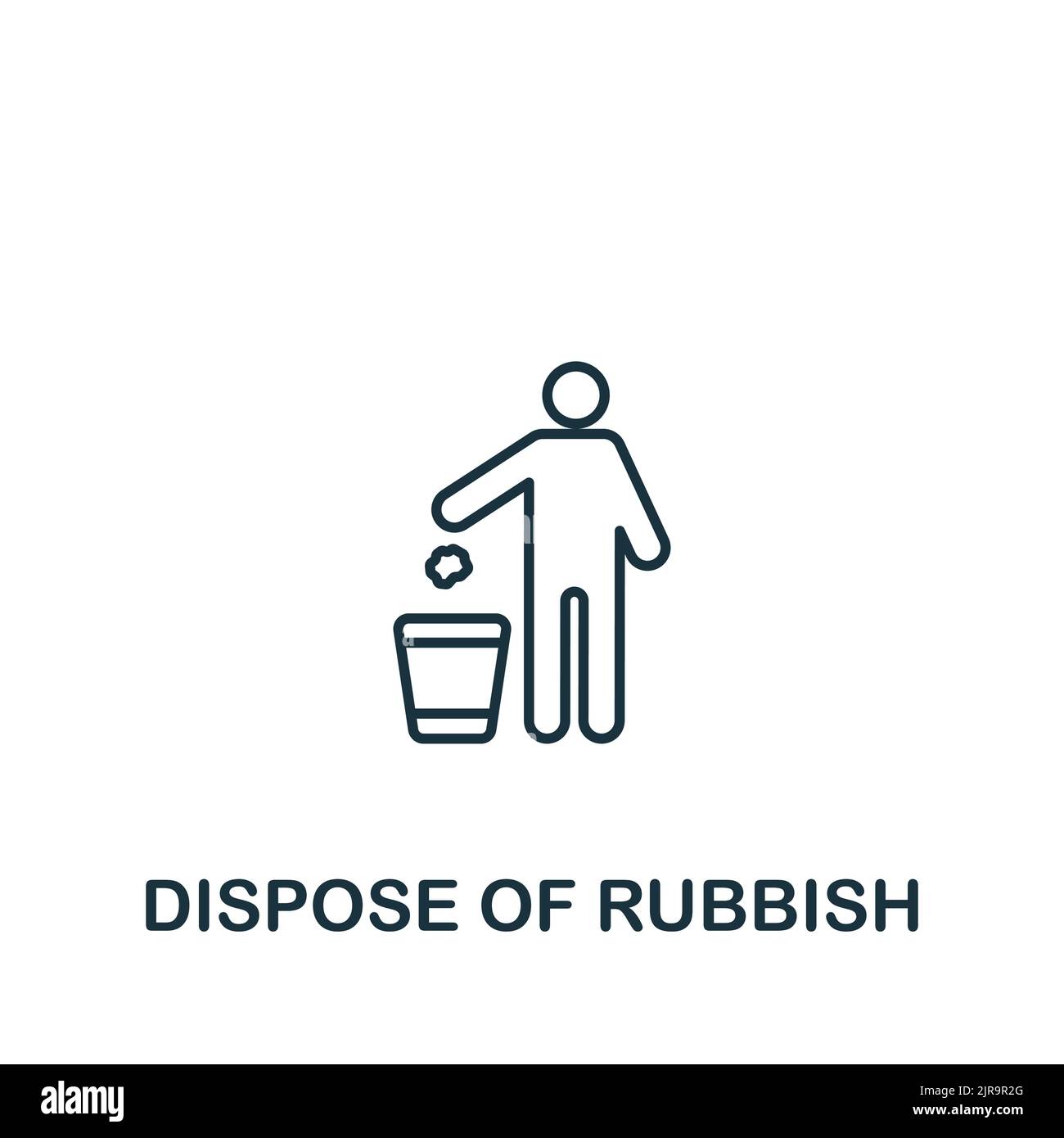 Dispose Of Rubbish icon. Simple line element symbol for templates, web design and infographics