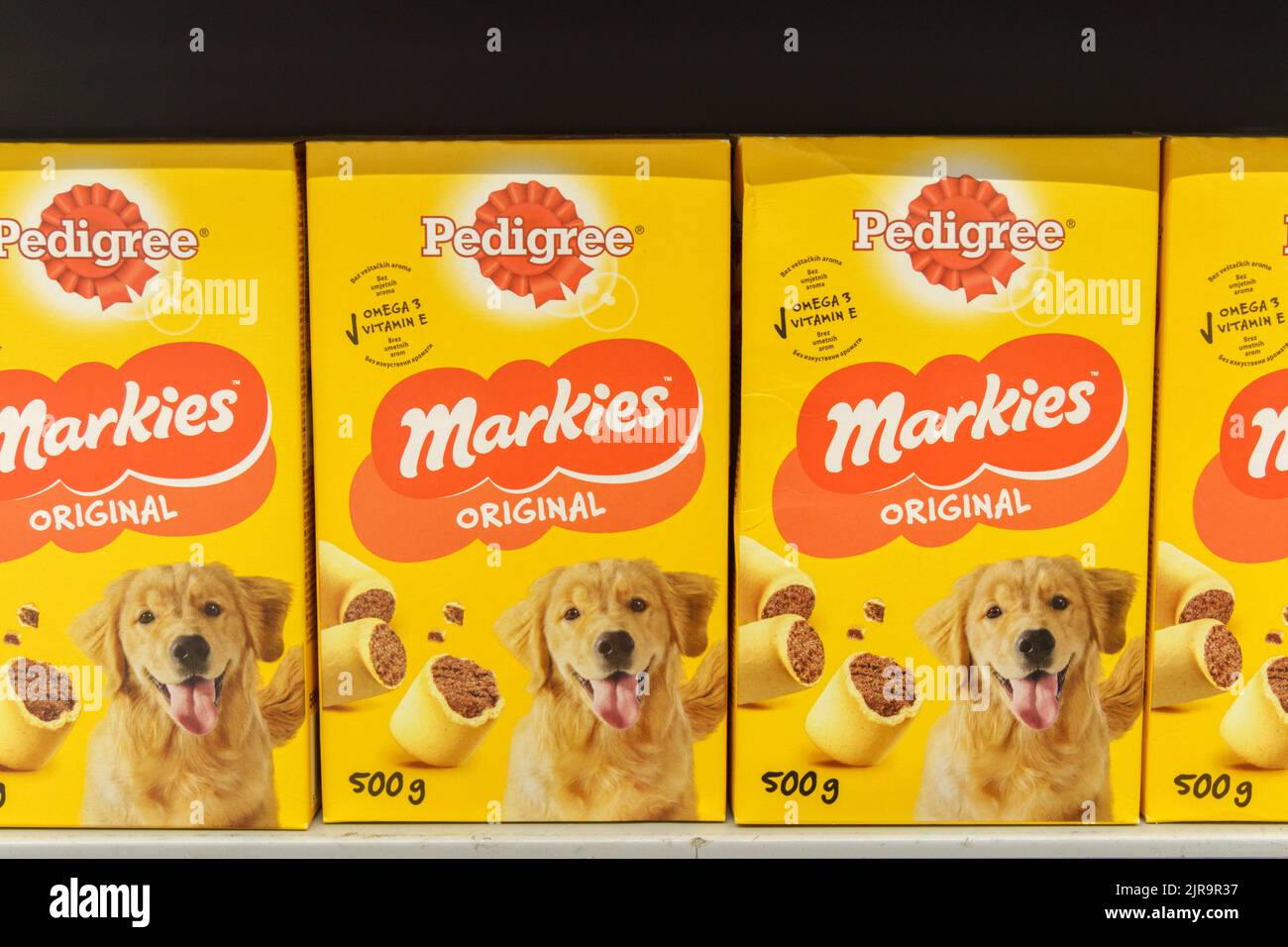 Tyumen, RussiaAugust 17, 2022 Pedigree Dog Food. Pedigree Petfoods is