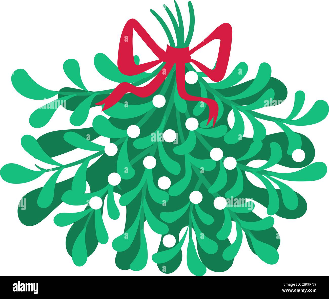 Mistletoe icon. Green branches with red bow and white berries Stock ...