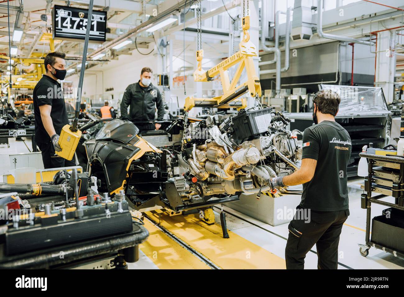 Italy, Sant'Agata Bolognese, January 20, 2022: Automobili Lamborghini’s plant. Assembly line Stock Photo