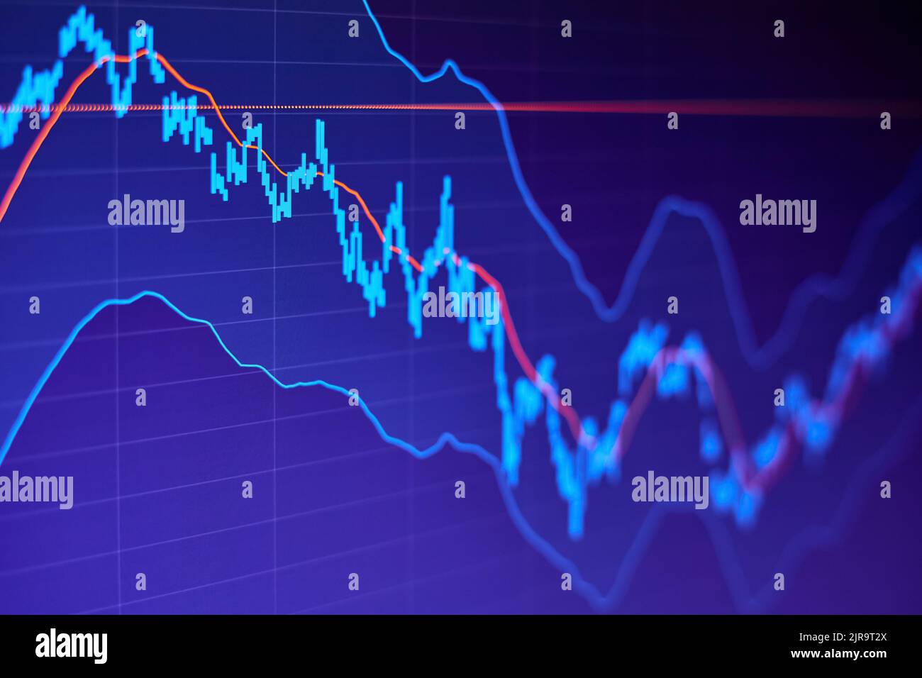 Stock market chart on blue background Stock Photo - Alamy