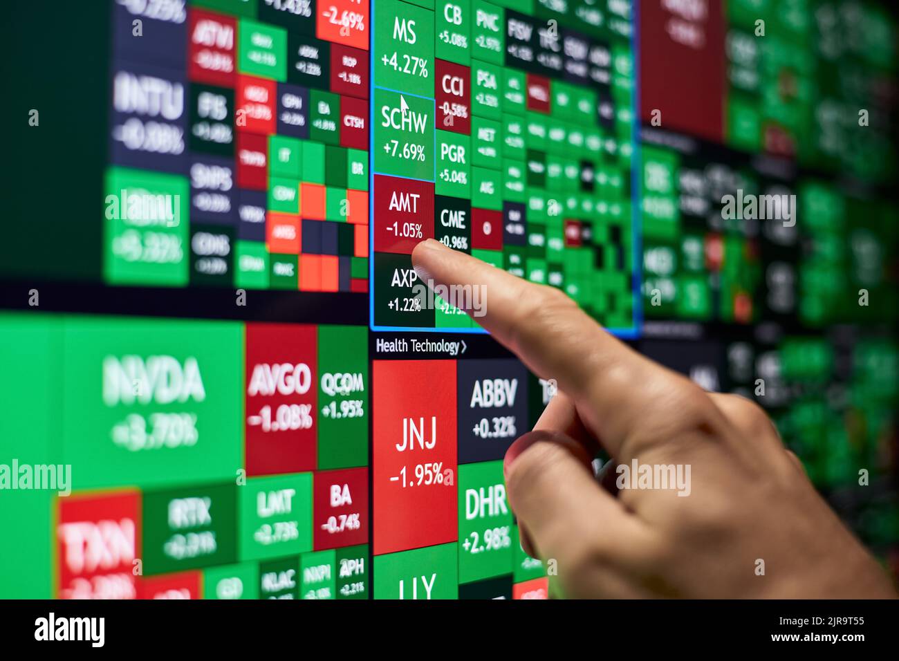 Abstract heatmap hi res stock photography - A Trader Points His Finger At One Of The Stocks On A Stock Heatmap 2JR9T55 