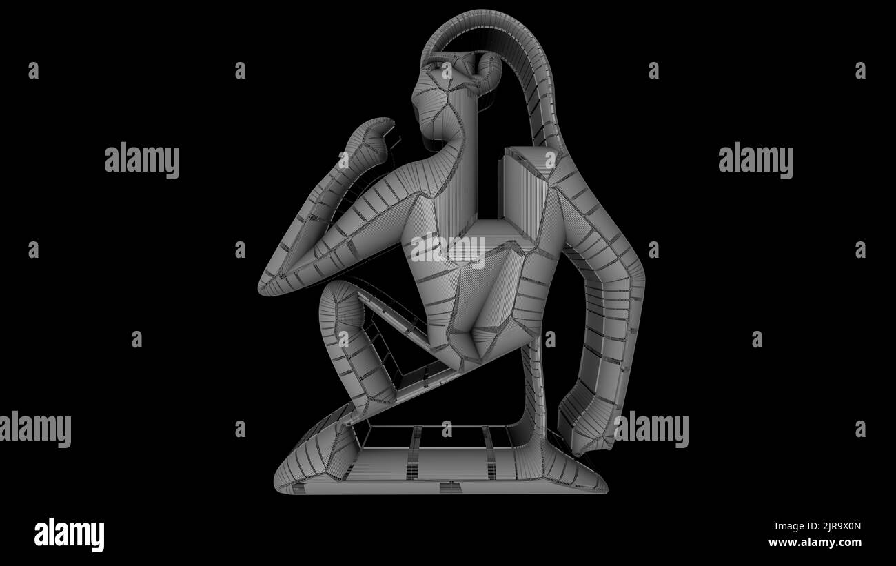 Inspired by Egyptian mythology, presented is a 3D illustration of a