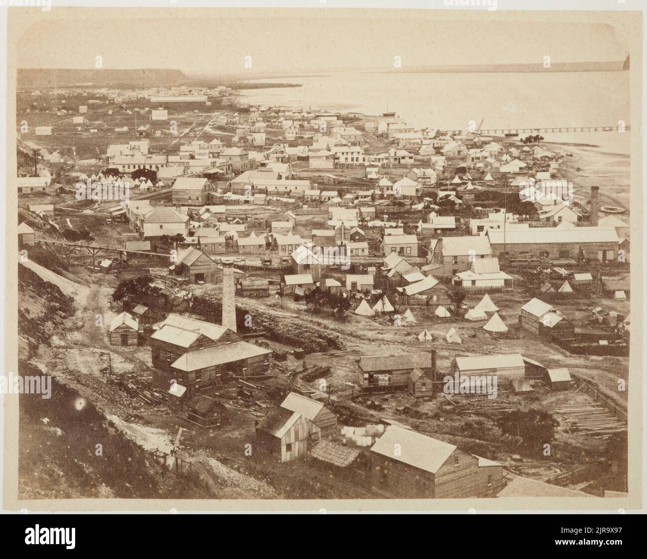 General view from the Long Drive of Grahamstown and Shortland. From the