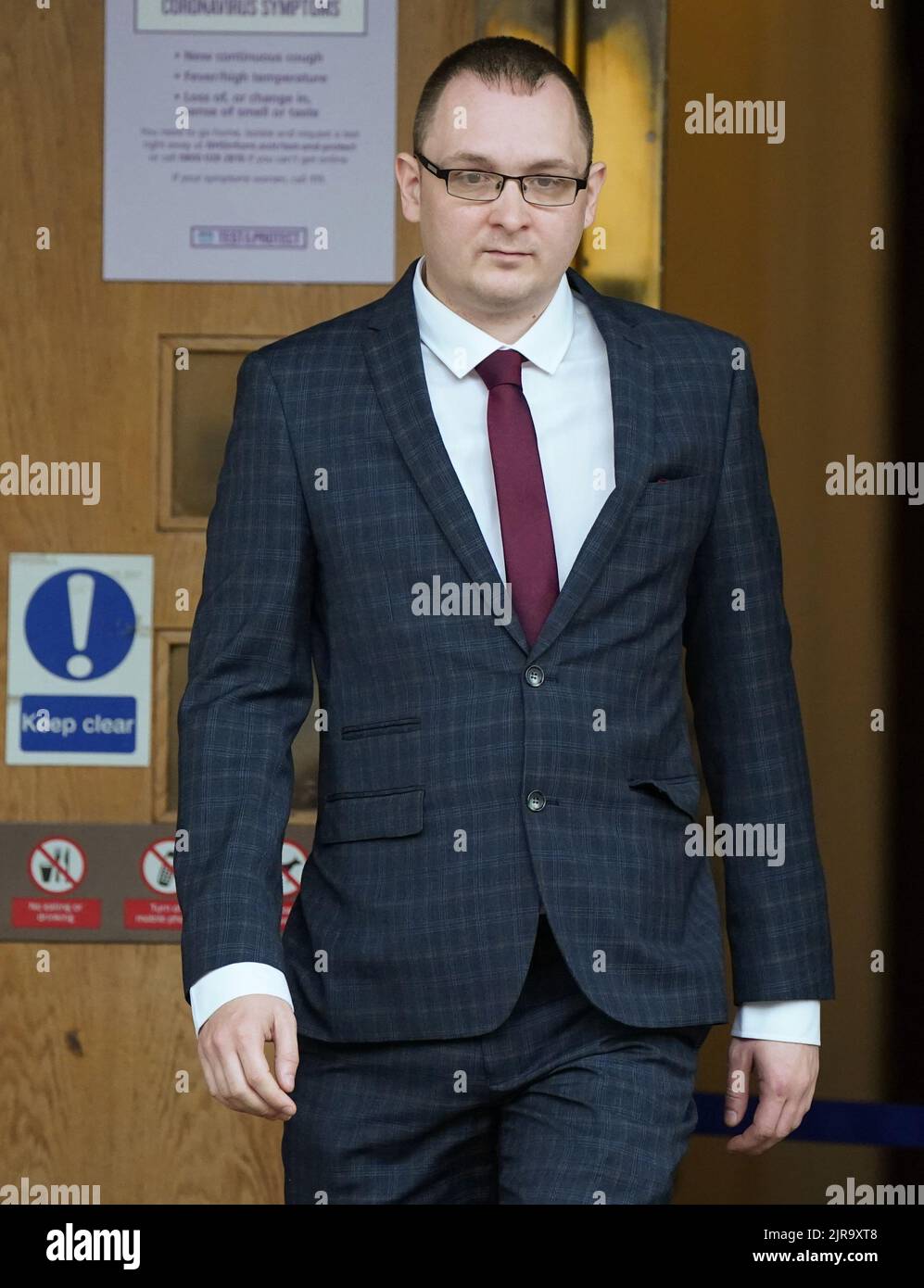 Witness Christopher O'Malley leaving Paisley Sheriff Court after giving