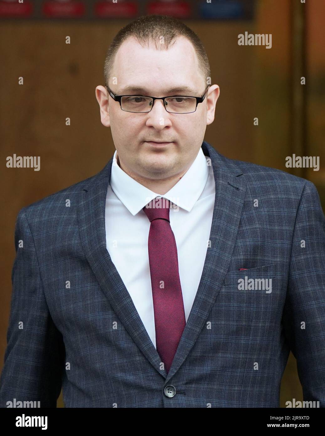 Witness Christopher O'Malley leaving Paisley Sheriff Court after giving